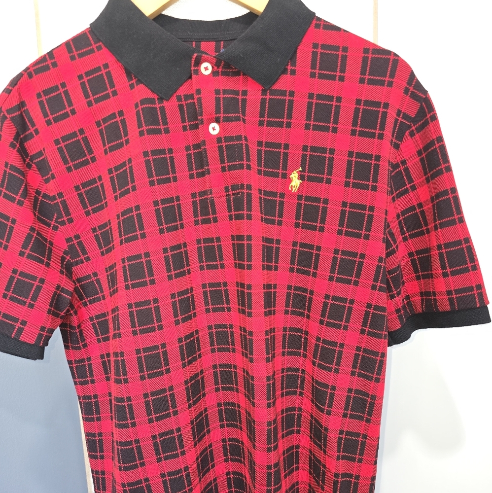 Ralph Lauren Red and Black Plaid Polo Shirt Kids XL